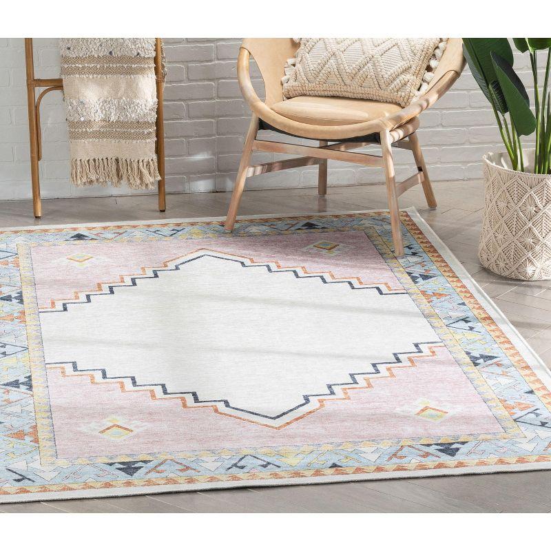 Well Woven Kids Rugs Ethnic Soft Medallion Modern Pink Beige Area Rug