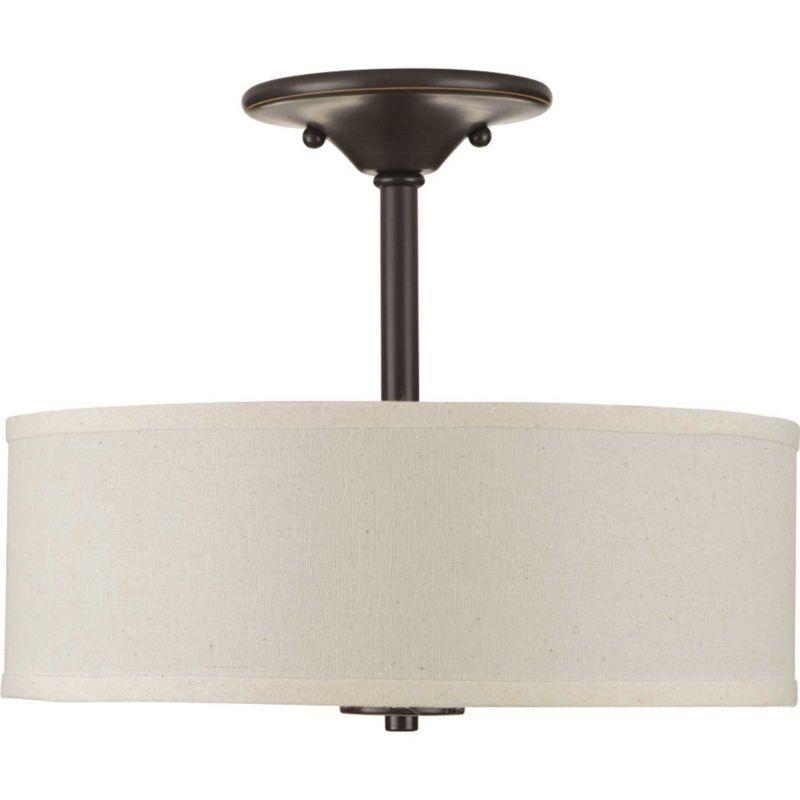 Progress Lighting, Inspire Collection, 2-Light Semi-Flush Mount, Brushed Nickel, Linen Shade