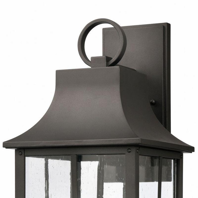 Triumph Textured Black Swing Arm Lantern with Seedy Glass Shade