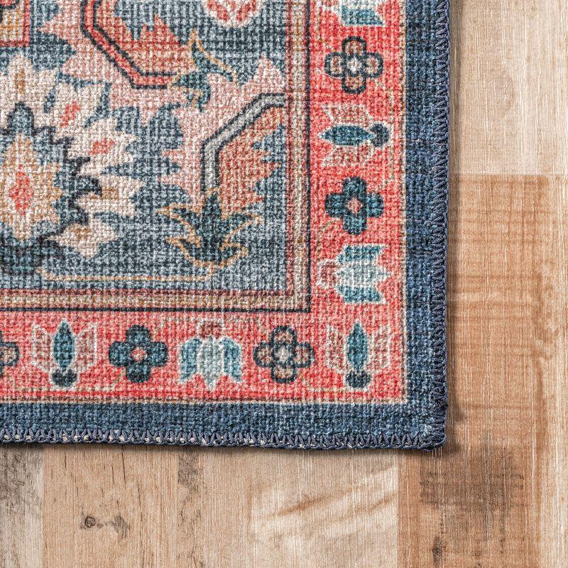 Nuloom Francis Persian Medallion Machine Washable Indoor Area Rug Blue 4' x 6'