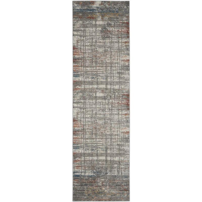 Nourison Rustic Textures Modern Distressed Indoor Area Rug Grey/Multi 2'2" x 7'6"