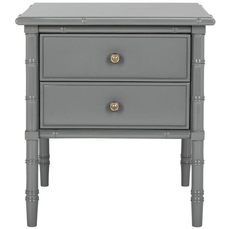 Transitional 2-Drawer Bamboo-Styled Gray Nightstand