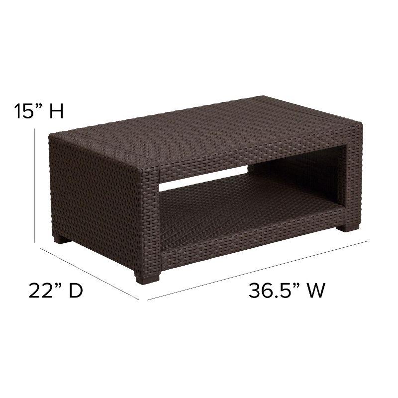 Flash Furniture Seneca Chocolate Brown Faux Rattan Coffee Table