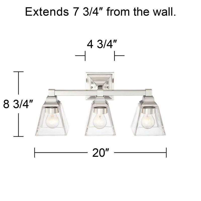 Regency Hill Mencino Modern Wall Light Satin Nickel Hardwire 20" 3-Light Fixture Clear Glass for Bedroom Bathroom Vanity Reading Living Room Hallway