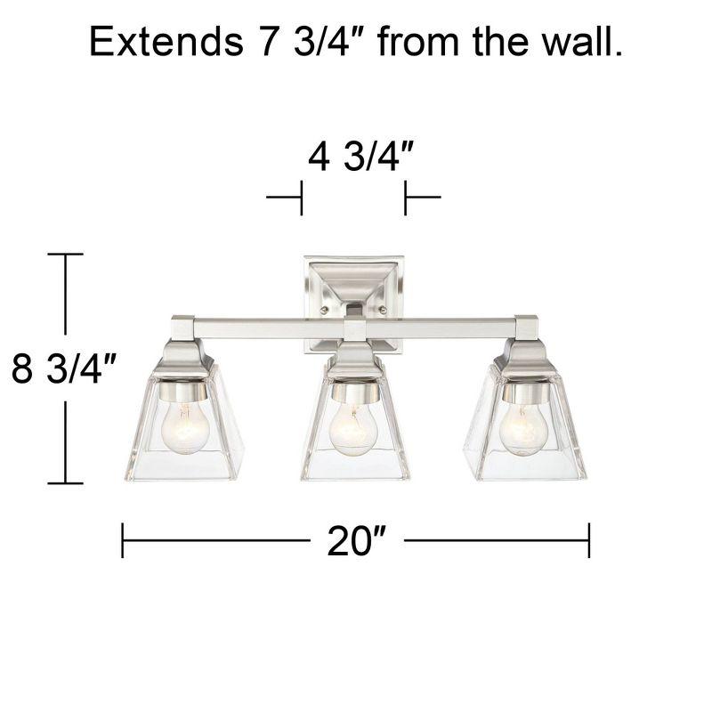 Satin Nickel 3-Light Bathroom Vanity Fixture with Clear Glass Shades