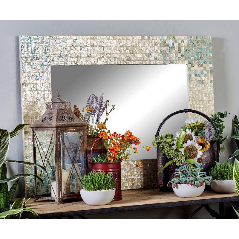 36" x 48" Mother of Pearl Handmade Mosaic Wall Mirror: Olivia & May, Coastal Style Decor