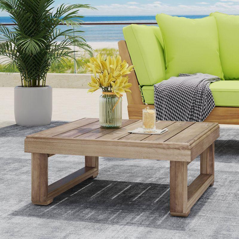 Westchester Outdoor Acacia Wood Square Coffee Table Brown Wash - Christopher Knight Home: Rustic Style, Water-Resistant