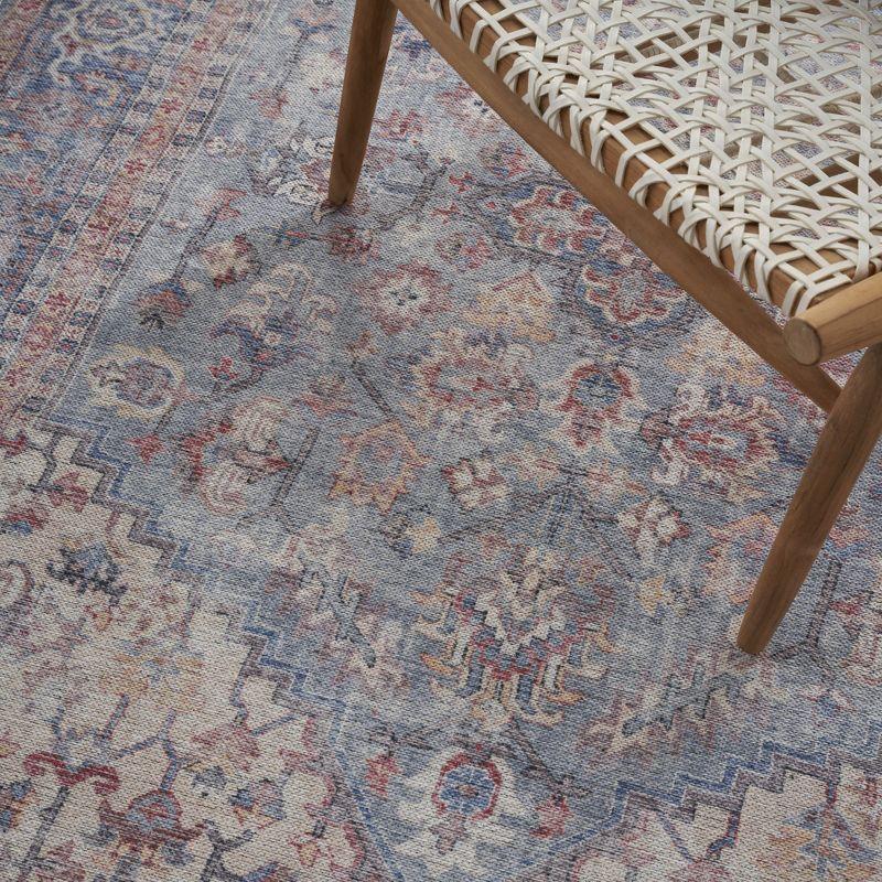 Machine Washable Oriental Blue/Red Area Rug