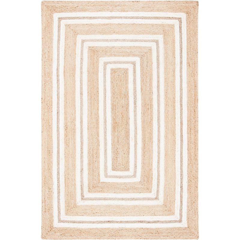 Ivory Geometric Handmade Cotton Rug 59" x 7"