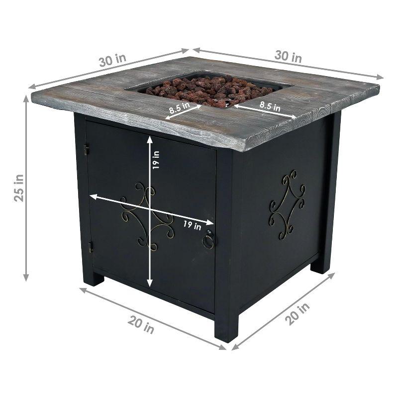 Sunnydaze Outdoor Smokeless Patio Propane Gas Fire Pit Table with Lava Rocks - 30" Square