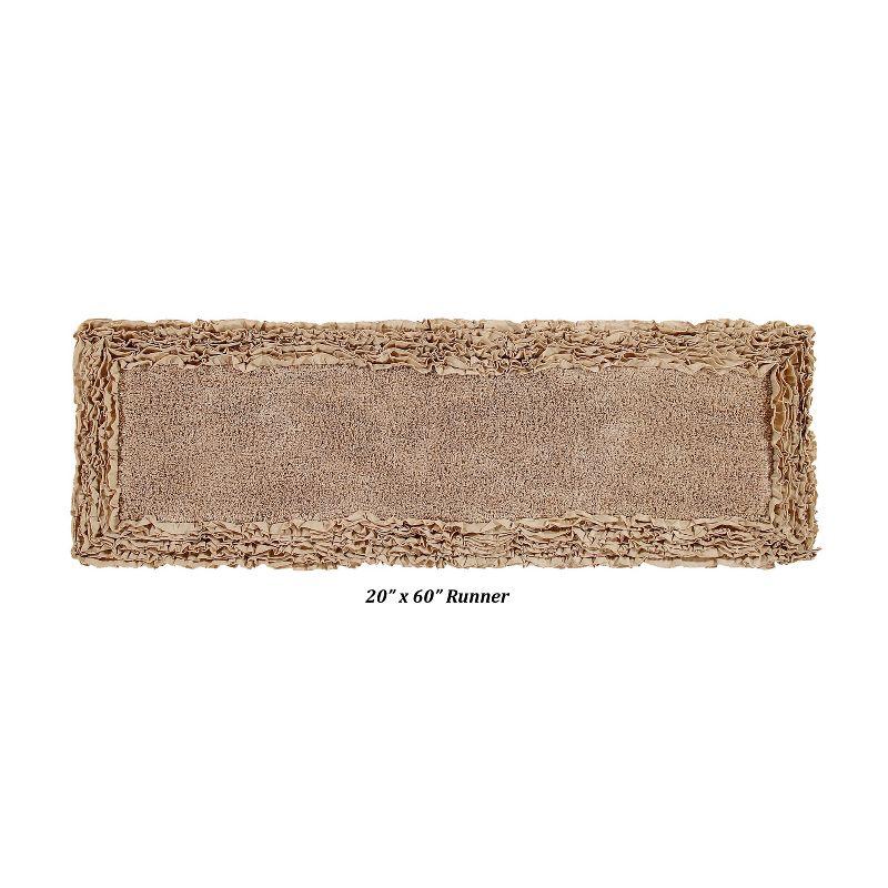 Better Trends Shaggy Boader 100% Cotton Tufted Non- Slip Backing Bath Rug 20" x 60" Runner - Beige