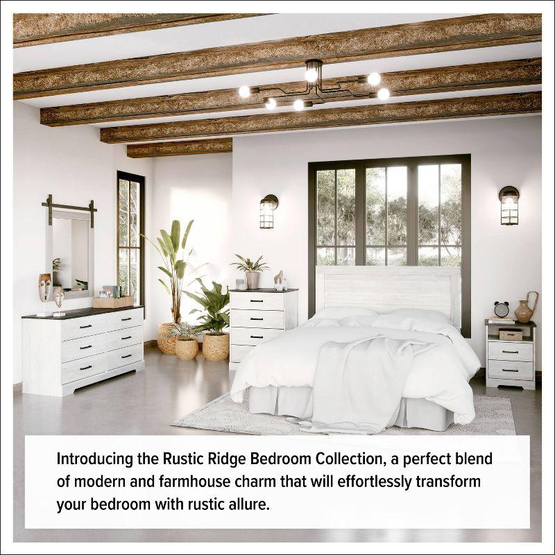 Prepac Rustic Ridge Farmhouse 6 Drawer Bedroom Dresser Washed White