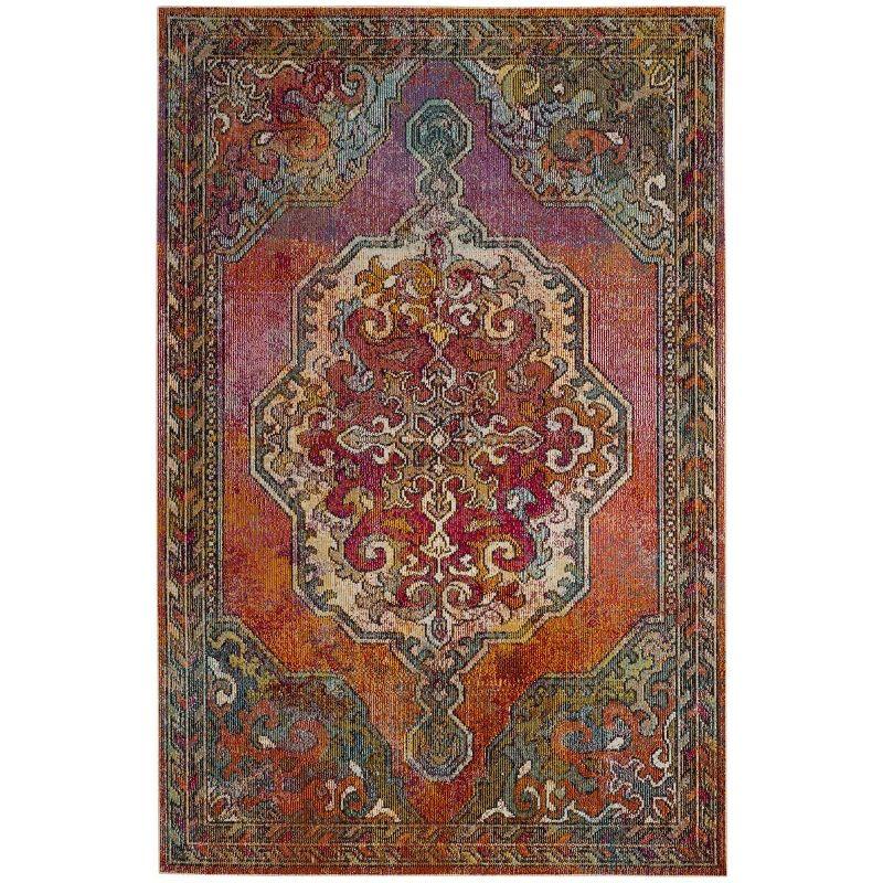 Handmade Rectangular Red Synthetic Easy Care Area Rug