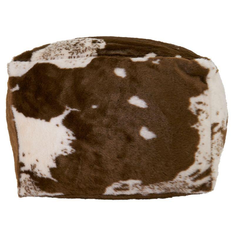 Saro Lifestyle Faux Fur Cow Hide Pouf