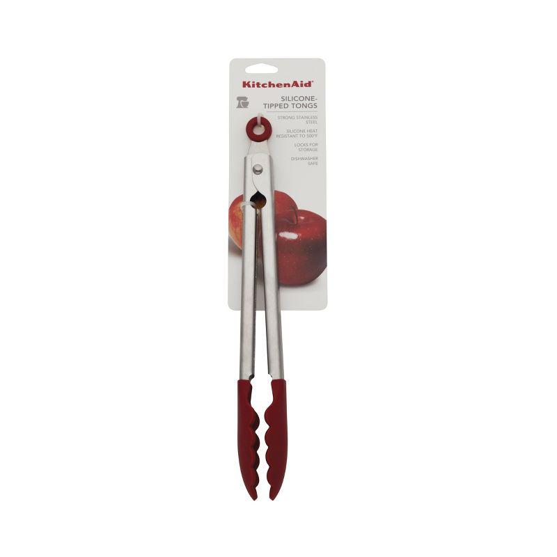 KitchenAid® Silicone Stainless Steel Tongs, 10.26 Inch, Red