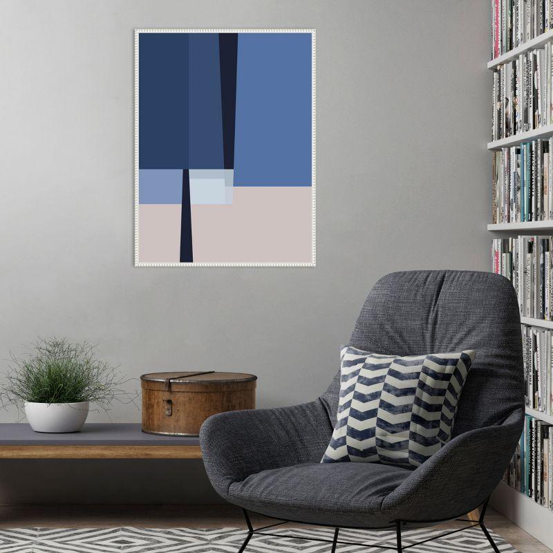 Amanti Art Blue Lines 1 by Alyson Storms Framed Canvas Wall Art