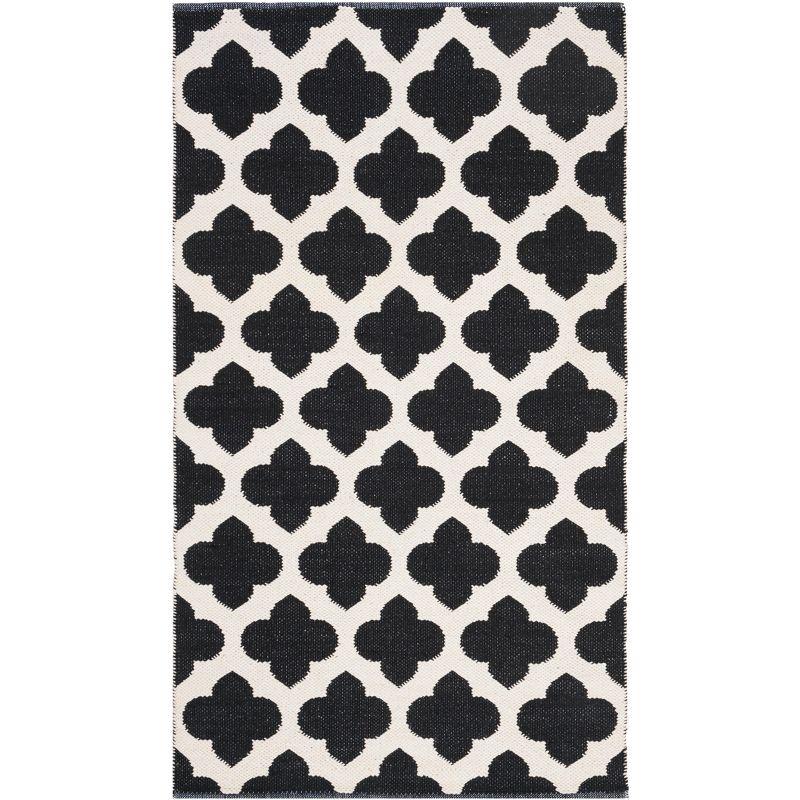 Ivory Trellis 36" Handwoven Cotton Flatweave Rug