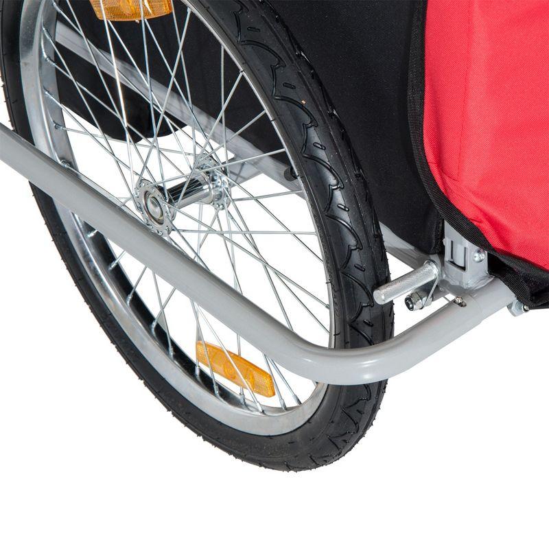 Aosom Elite Three-Wheel Bike Trailer for Kids Bicycle Cart for Two Children with 2 Security Harnesses & Storage, Red
