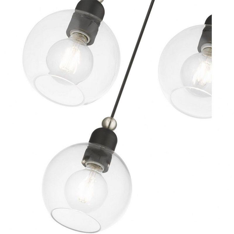 Downtown Sphere 3-Light Pendant in Black and Brushed Nickel with Clear Glass