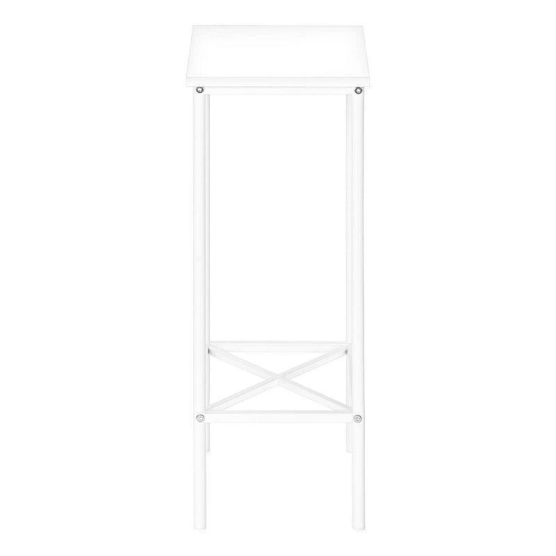 Monarch Specialties Accent Table, Side, End, Narrow, Small, 2 Tier, Living Room, Bedroom, White Laminate, White Metal, Contemporary, Modern