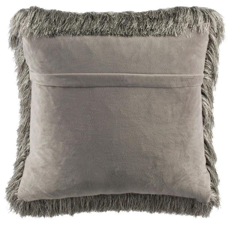 Silver 20" Square Shag Throw Pillow