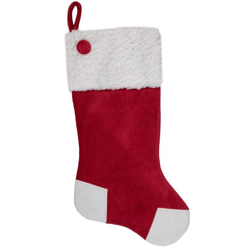 20.5-Inch Red and White Velvet Christmas Stocking with Sherpa Cuff