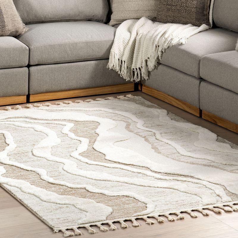 Nuloom Navi Abstract High-Low Swirls Tasseled Indoor Area Rug