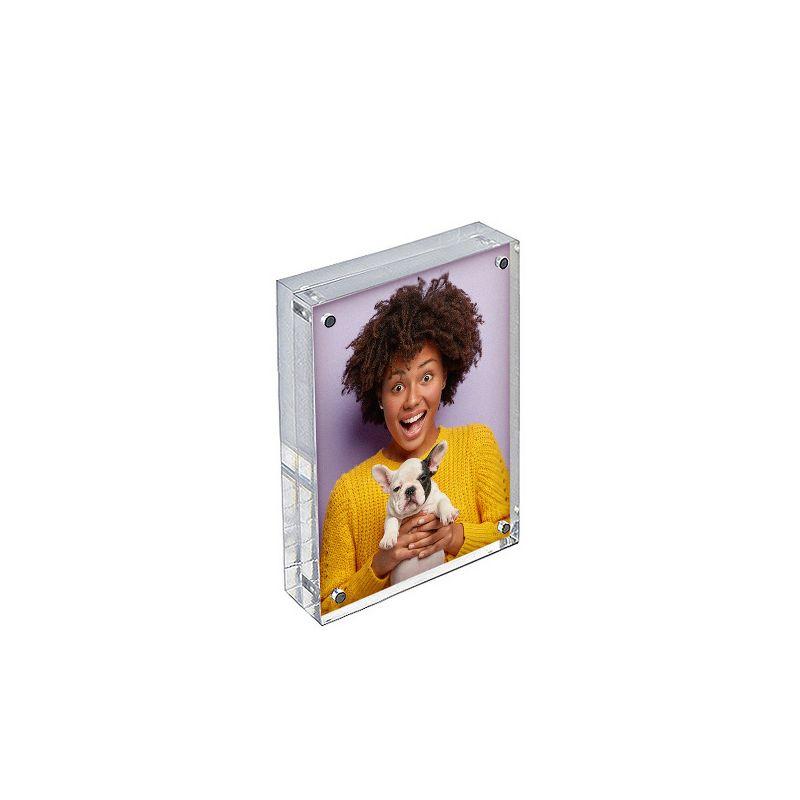 Azar Displays Clear Acrylic Magnetic Photo Frame Block 3.5" x 5" Vertical/Horizontal