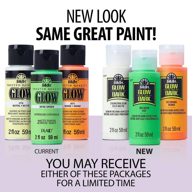 Fa Neon Glw In Drk 8Pc Set 20Z: Multicolored Acrylic Paint & Primer, Interior Use, 24 Sq Ft Coverage, Fast Drying