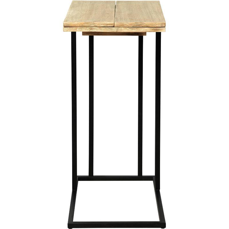 Harton Rustic Expandable C Side Table - Natural Wood - Serta: Over Sofa Design, Black Metal Legs