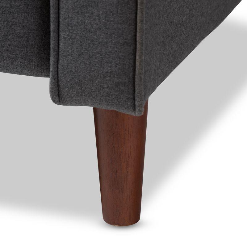 Mathias Mid Century Modern Lounge Chair - Baxton Studio: Recliner, Footrest, Walnut Legs