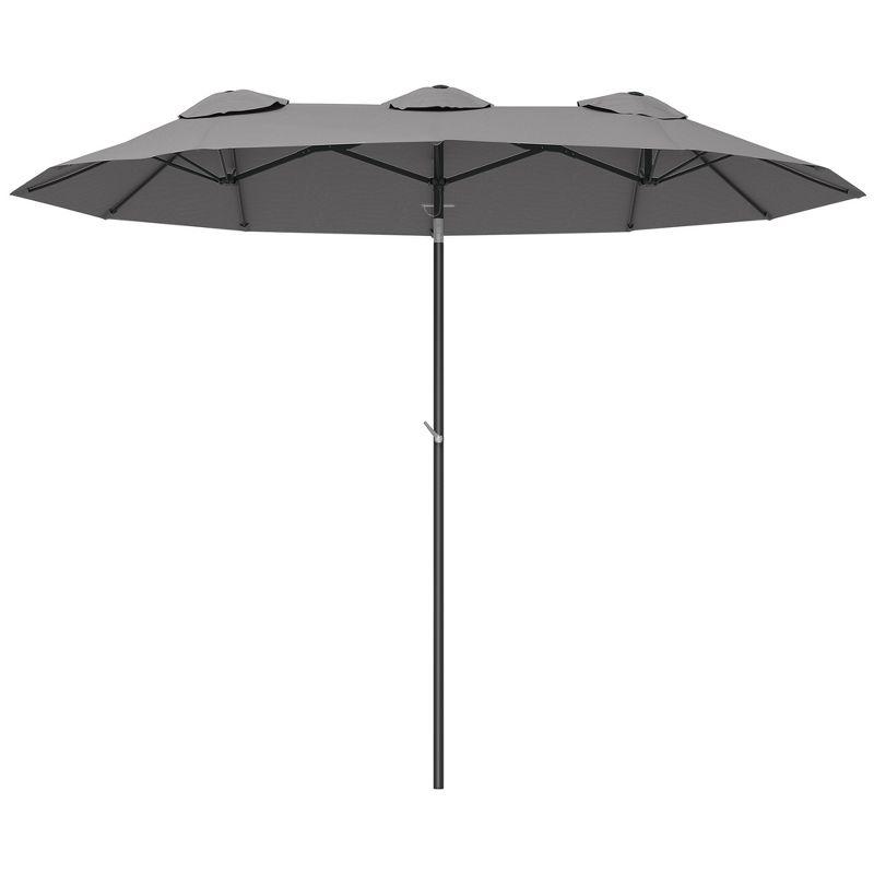 Outsunny 9.7' Double-sided Patio Umbrella with 3 Air Vents, Tilt and Crank, Outdoor Umbrella, Gray