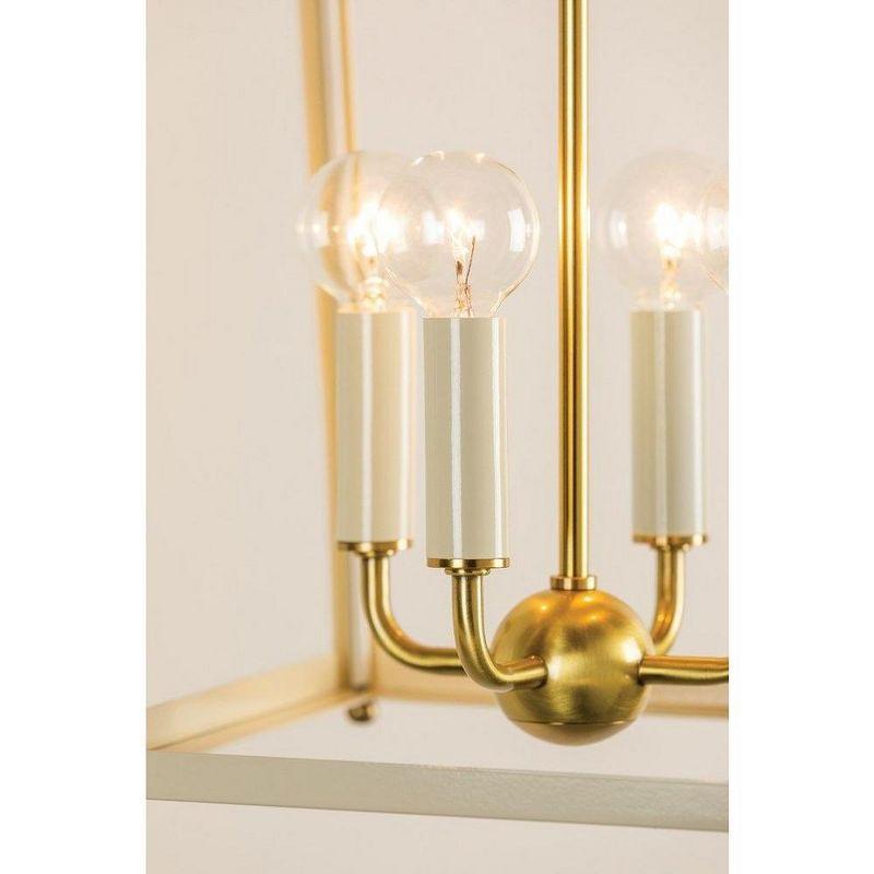 Mitzi June 4 - Light Pendant in  Aged Brass/Soft Cream Clear Shade