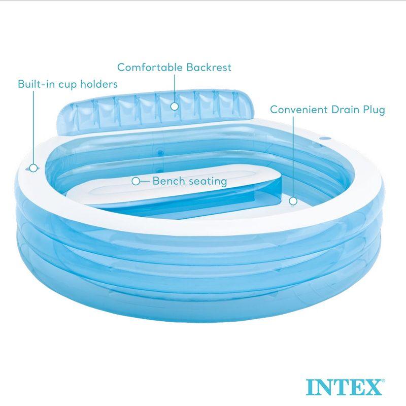 Intex Swim Center Inflatable Family Lounge Pool with Built In Bench and 8' Cover