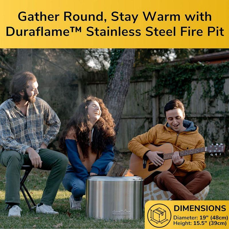 Duraflame 19.5" Smokeless Fire Pit Stainless Steel Wood Burning Portable Mini Outdoor Bonfire and Camping Stove with Double Walled and Removable Grate