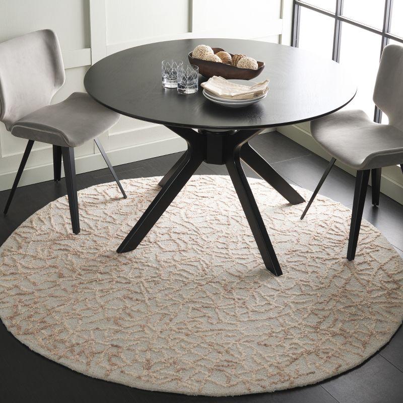 Abstract ABT279 Handmade Tufted Area Rug - Beige/Grey - 6' X 6'  Round - Safavieh