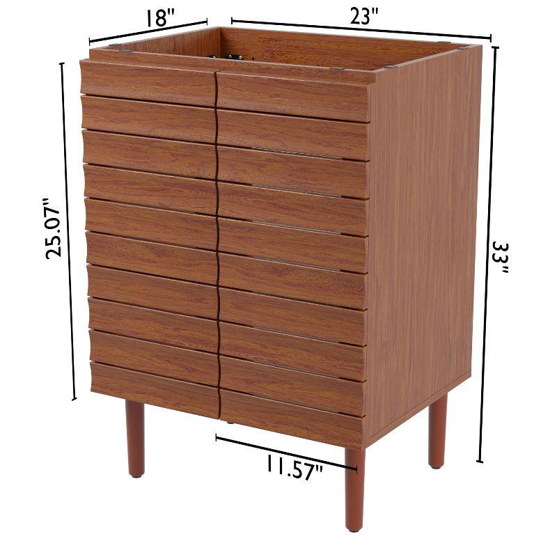 Aubert 24" Slat Modern Farmhouse 2-Shelf Bath Vanity Cabinet Only (Sink Basin not Included)