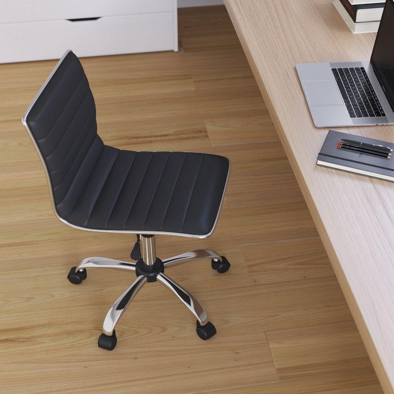 Black Vinyl Armless Swivel Executive Office Chair