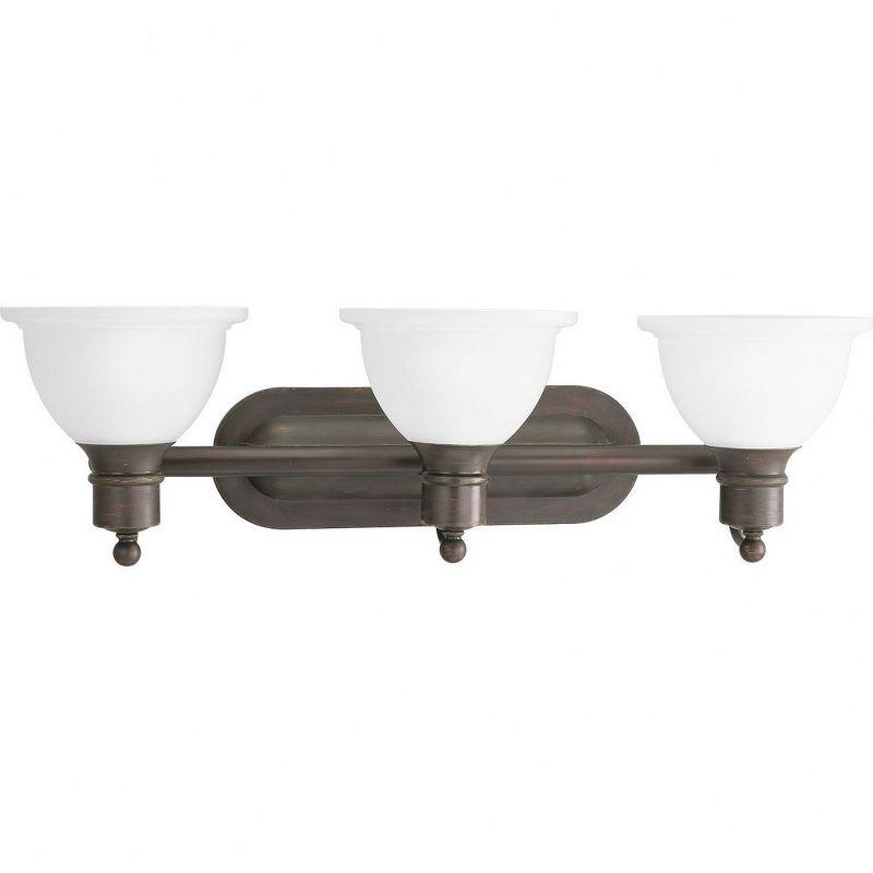 Progress Lighting Madison 3-Light Wall Bracket, Antique Bronze, White Etched Glass