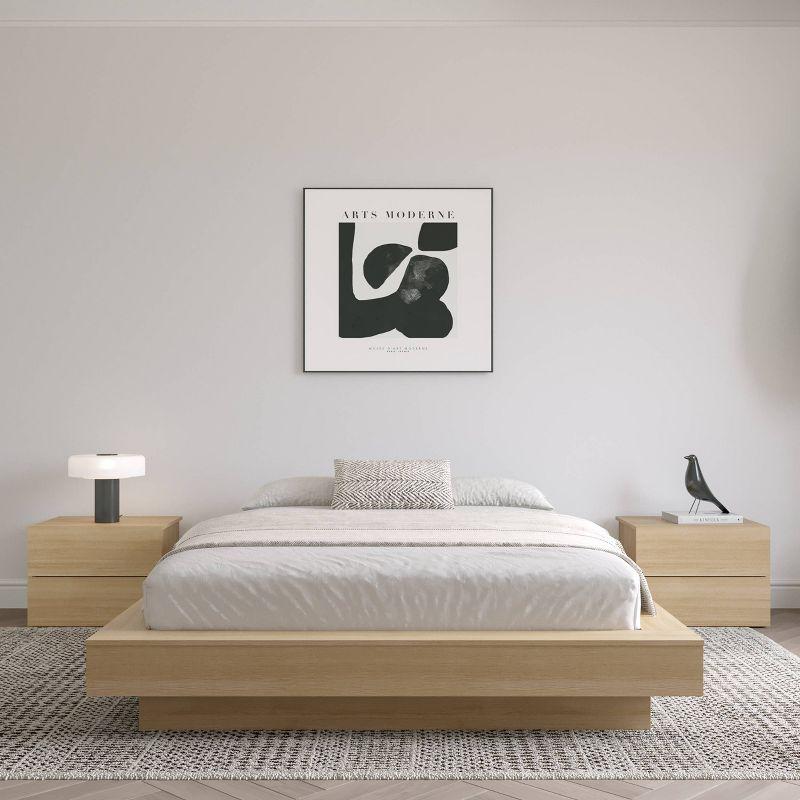 Natural Oak Queen Platform Bed with Engineered Wood Frame