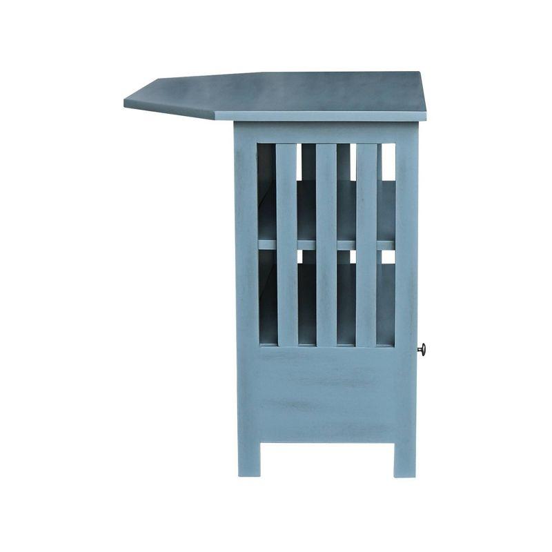 Ocean Blue Solid Parawood Corner TV Stand with Cabinet