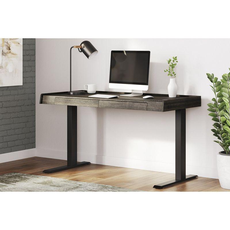 Signature Design by Ashley Contemporary Zendex 55" Adjustable Height Desk, Dark Brown