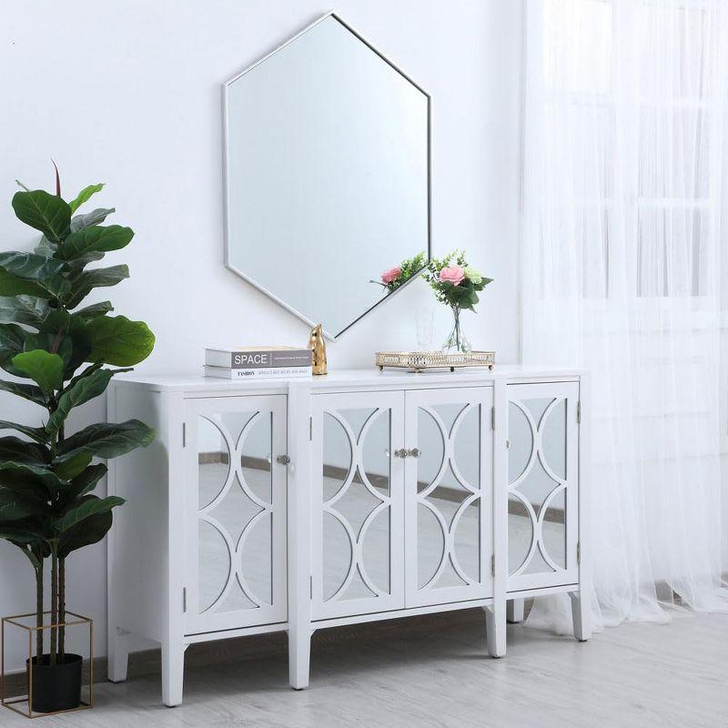 Elegant Lighting Metal frame hexagon mirror 30 inch in silver