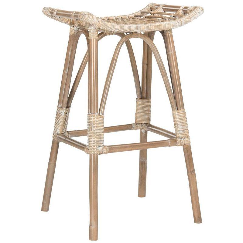 Leda Rattan Bar Stool - WIK6511 - White/Grey - Safavieh
