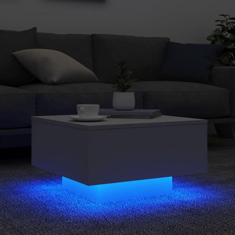 vidaXL Coffee Table with LED Lights White 21.7 in.x21.7 in.x12.2 in.