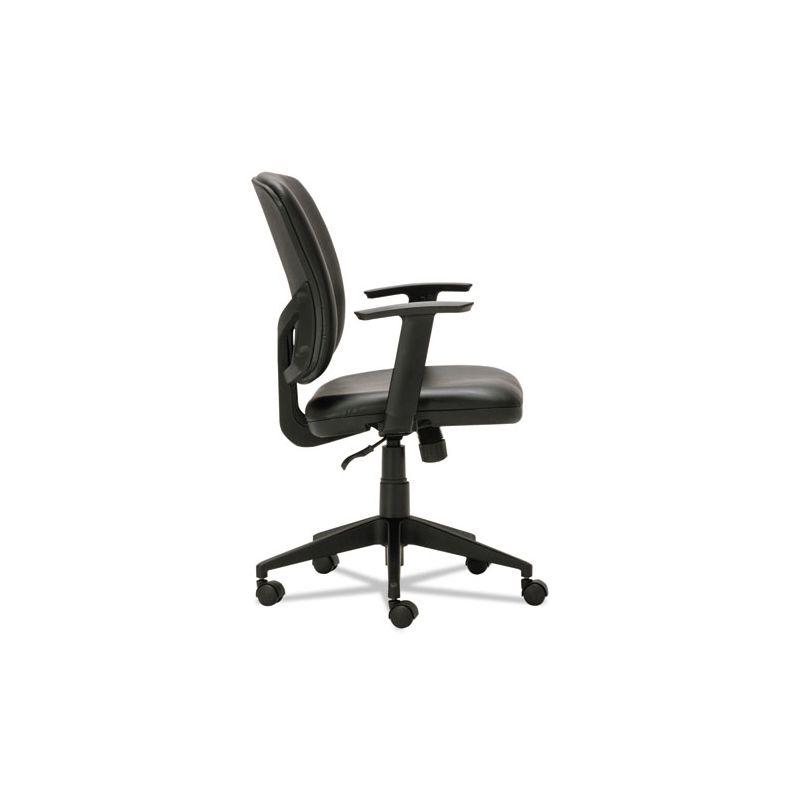 Adjustable Ergonomic Leather Task Chair with Swivel Arms, Black