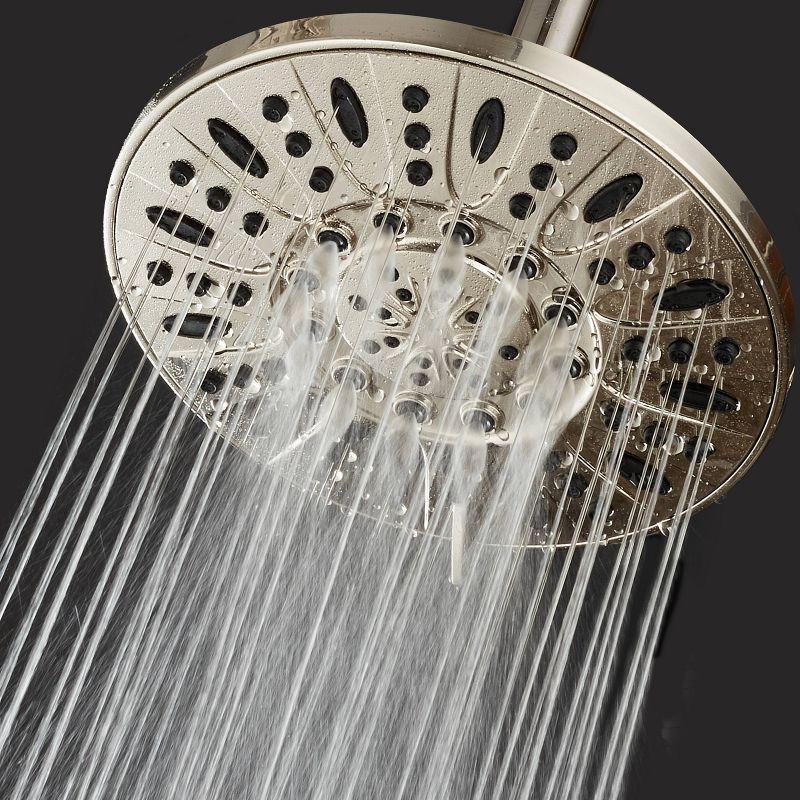 AquaDance 7" Six Setting High Pressure Ultra Luxury Giant Rainfall Shower Head Brushed Nickel: ABS & Brass, 2.5 GPM