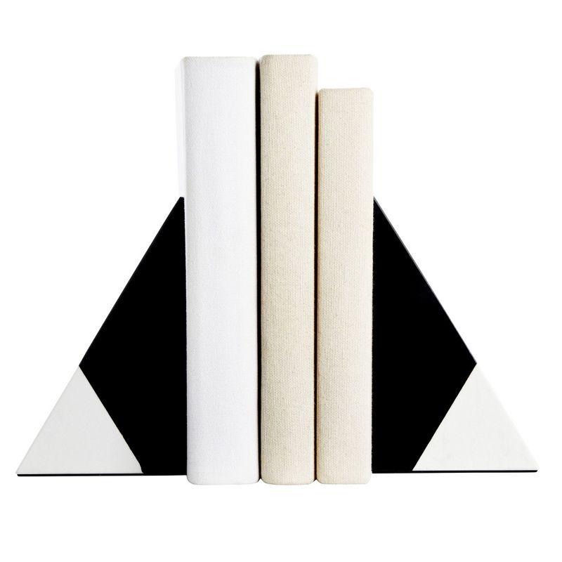 Juvale Set of 2 Decorative Bookends for Shelves, Marble Decor (Black and White)