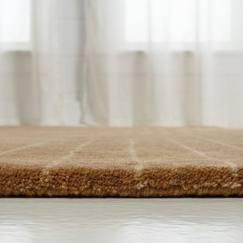 JONATHAN Y Retro Bohemian Abstract Striped Handwoven Wool Light Brown/Beige 6 ft. x 9 ft. Area Rug