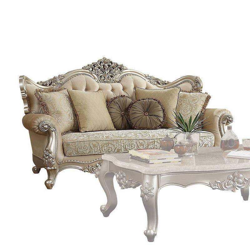 88" Bentley Sofa Fabric/Champagne - Acme Furniture: Victorian-Inspired, Tufted, Rolled Arms